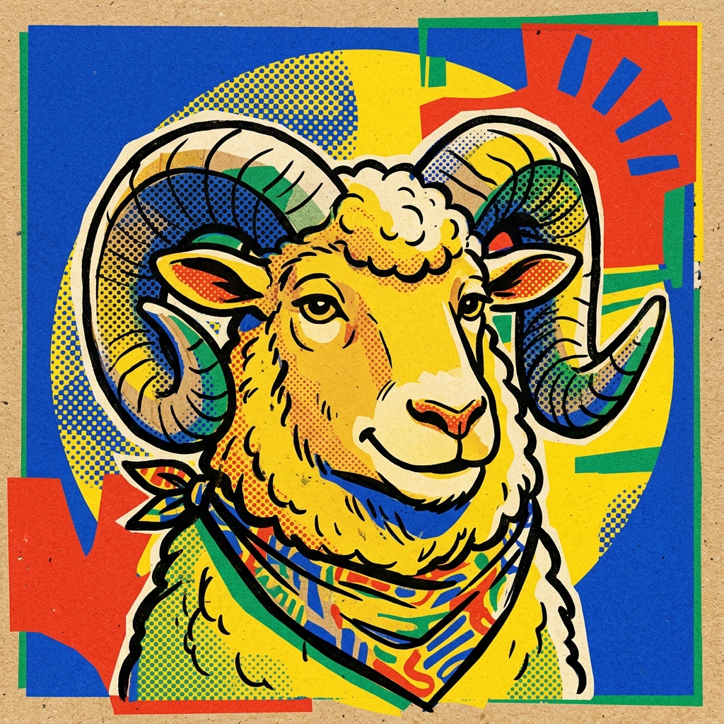 Pop-art ram portrait representing Daniel Brennan