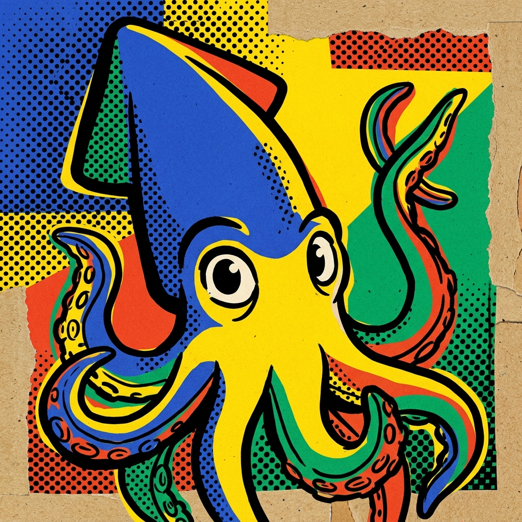 Pop-art squid portrait representing Daniele Sestito