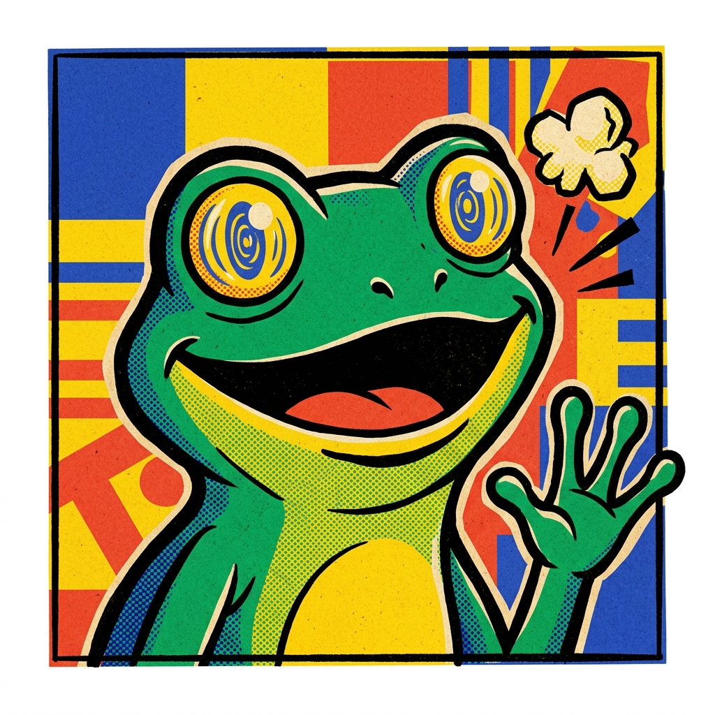 Pop-art frog portrait representing Ruchit Negotia